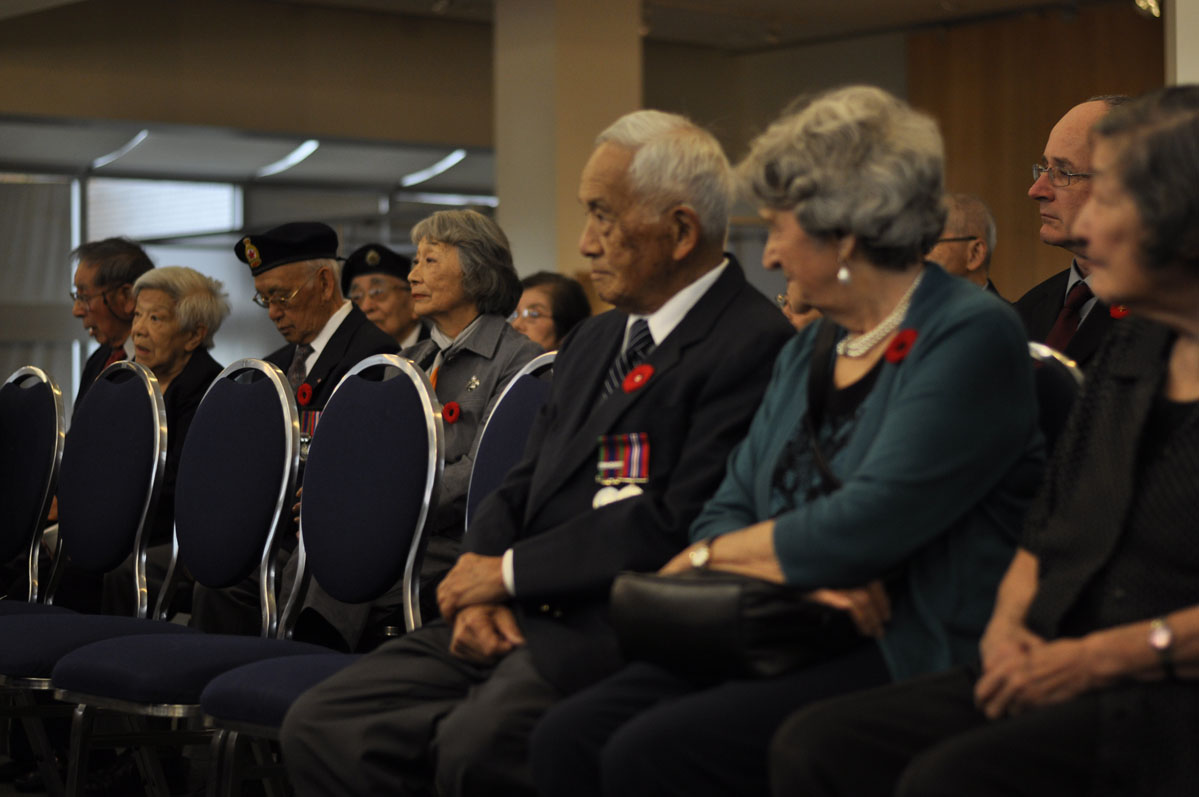 Frank Moritsugu, seen here, attending a small ceremony to remember lost comrades.